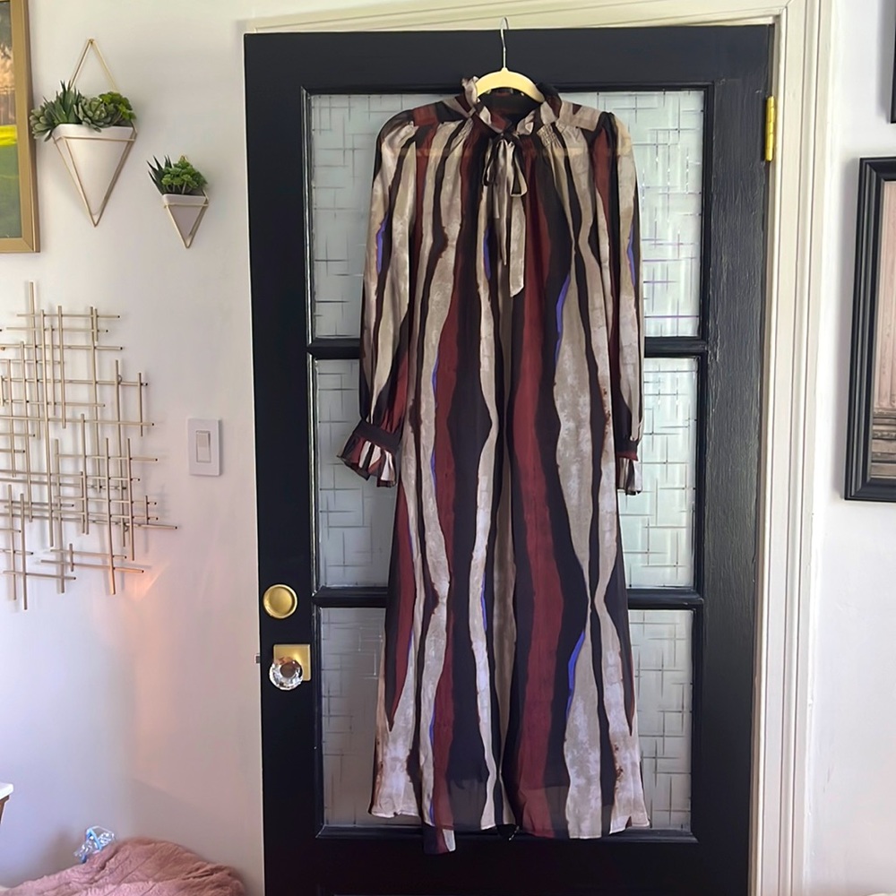 Banana Republic sheer long sleeve button neck dress - NWOT